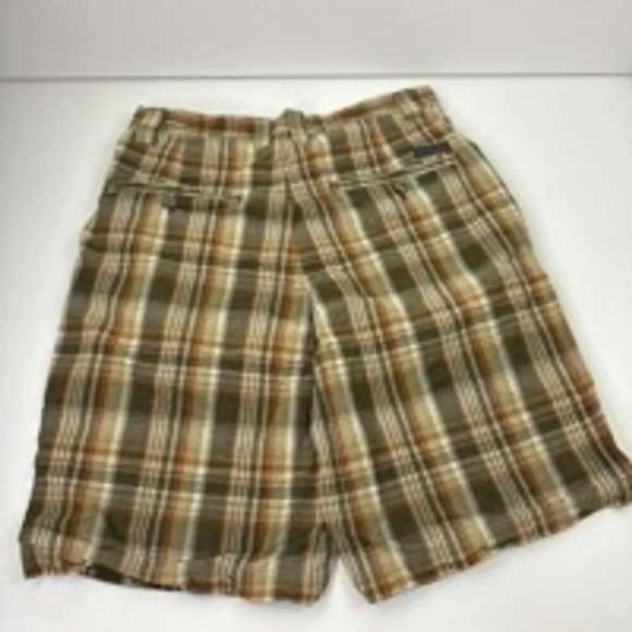 Men's  Columbia Plaid Shorts Size 32 Green Brown - Picture 5 of 9